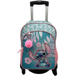 T964-1067 TOYBAGS MOCHILA PRIMARIA STITCH PINK DOBLE COMPARTIMENTO 44X30X20CM + CARRO NEGRO