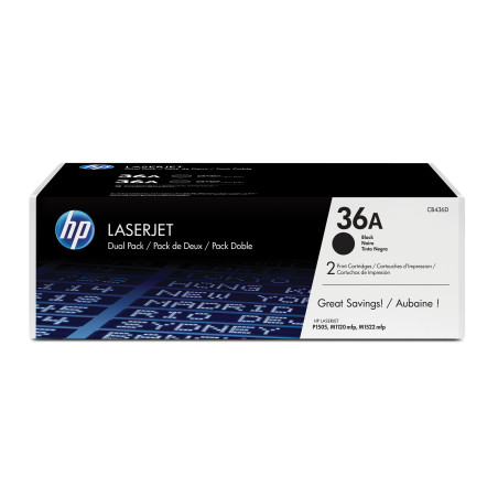 CB436AD HP Laserjet P1505/M1522/M1120 Toner negro Pack-2