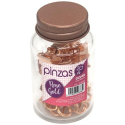 50688 DOHE PINZAS METÁLICAS 19MM ROSE GOLDEN BOTE DE CRISTAL CON TAPA 20 UD