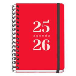 52031 DOHE AGENDA ESCOLAR GRAMMAR A5 ESPIRAL DOBLE DP TAPA PP ROJO 2025-2026