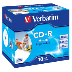 43325 VERBATIM CD-R 700Mb 52X Imprimible (Pack 10 unidades)