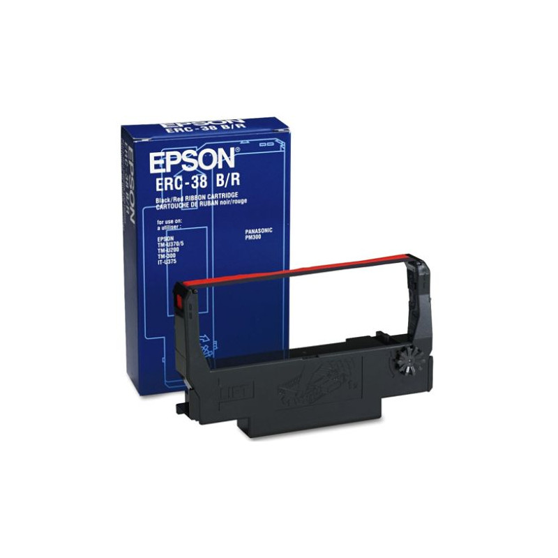 ORIGINAL EPSON CINTA IMPRESORA COLORES ERC-38BR BLACK-RED TM300A/300B/300C/300D/U200D/U210D/U300A/U300B/U300C/U300D SAMSUNG S...