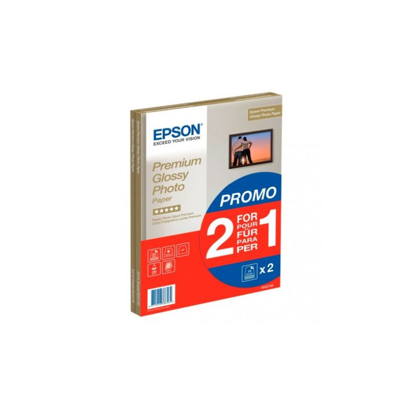 Papel Fotográfico Original EPSON 2 x 1 Glossy Premium A4 255 gr 15 Hojas - C13S042169