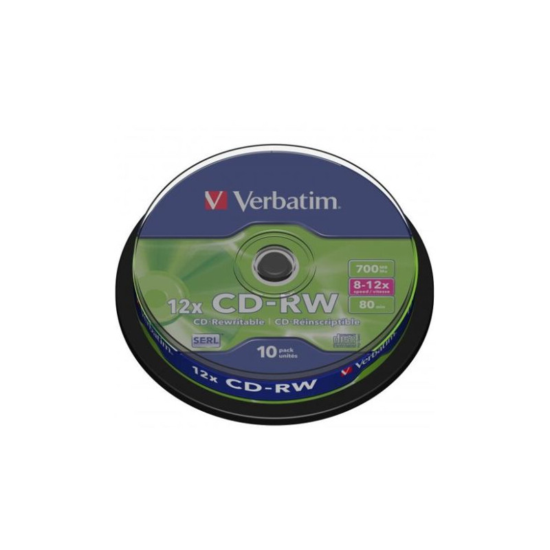 CD-RW VERBATIM 43480 - 700MB · 12X · Tarrina 10 unidades