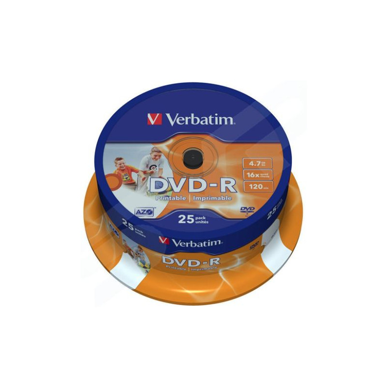 DVD-R VERBATIM Imprimible 43538 - 4.7GB · 16X · Tarrina 25 unidades