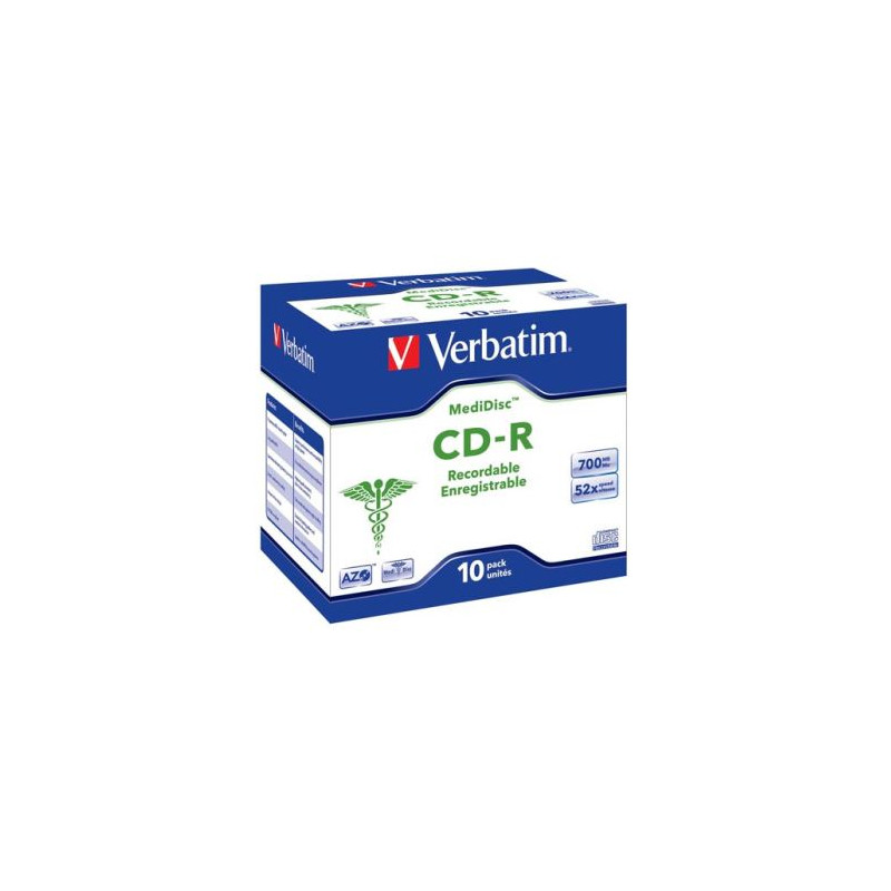 CD-R VERBATIM Superazo Crystal Surface 43327 - 700MB · 52X · 10 unidades