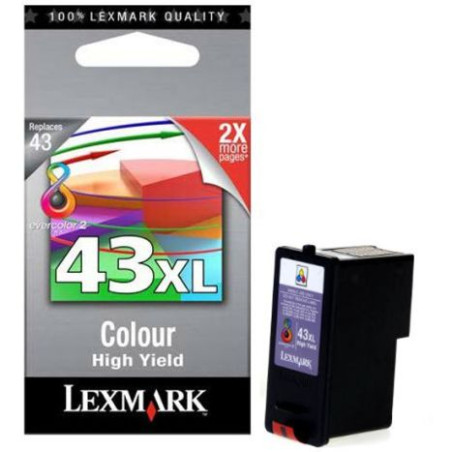 Cartucho Original LEXMARK 43XL Tricolor - 18YX143E [ML-24][PAG-500]