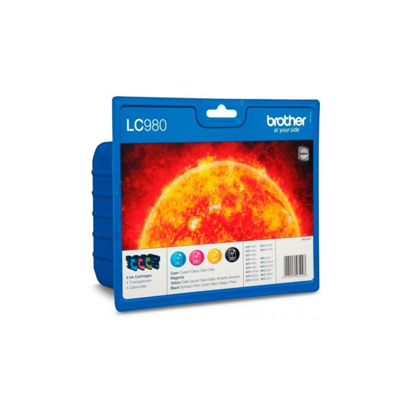 Pack Cartucho Original BROTHER LC980 BK+C+M+Y - LC980VALBP [ML-6][PAG-300]