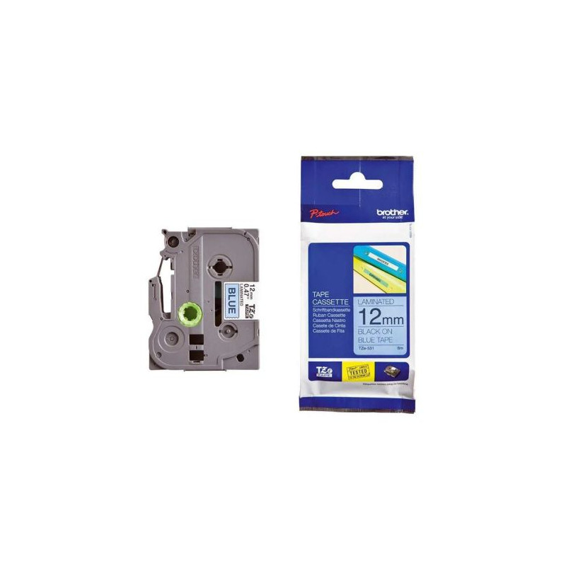 Cinta Original BROTHER TZ-531 Negro sobre Azul 12mm x 8m - TZ531