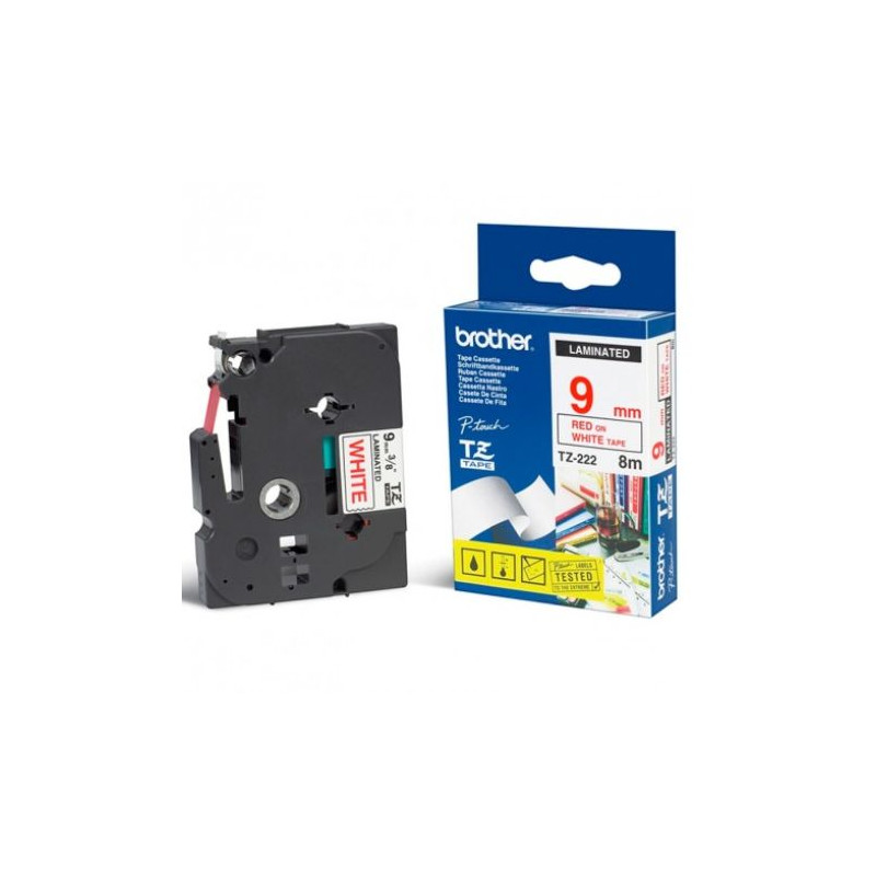 ORIGINAL BROTHER CINTA ROTULADORA LAMINADA ROJO/BLANCO 8M 9MM