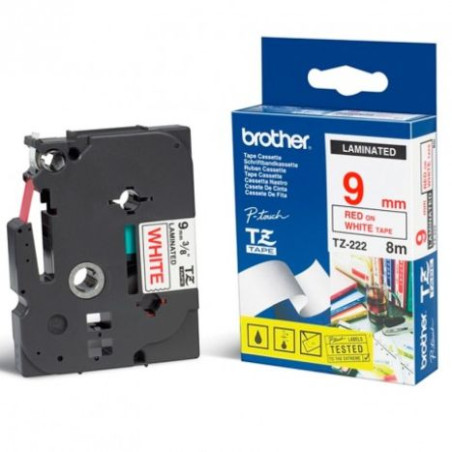 ORIGINAL BROTHER CINTA ROTULADORA LAMINADA ROJO/BLANCO 8M 9MM