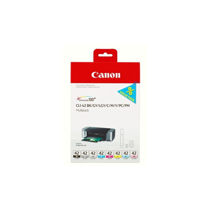 Pack Cartucho Original CANON CLI42 BK+C+M+Y - 6384B010 [ML-13][PAG-550]