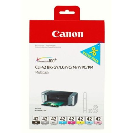 Pack Cartucho Original CANON CLI42 BK+C+M+Y - 6384B010 [ML-13][PAG-550]