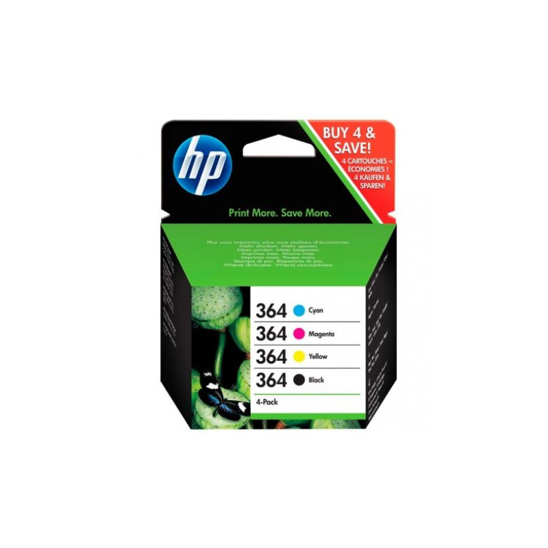 Pack Cartucho Original HP 364 BK+C+M+Y - N9J73AE [ML-3][PAG-250]