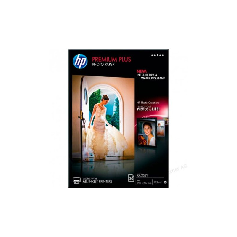 Papel Fotográfico Original HP GLossy Premium A4 300 gr 20 Hojas - CR672A