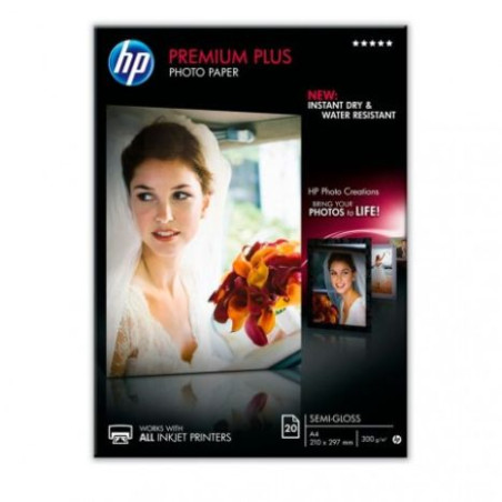 Papel Fotográfico Original HP Premium Semiglossy A4 300 gr 20 Hojas - CR673A