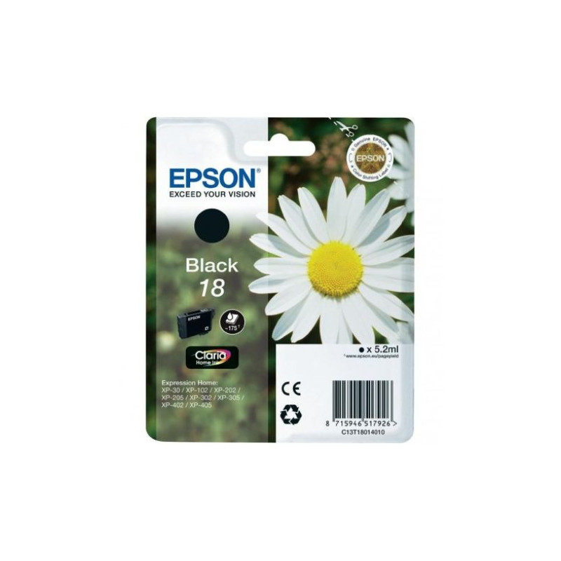 Cartucho Original EPSON 18 Negro - C13T18014010 [ML-5.2][PAG-175]