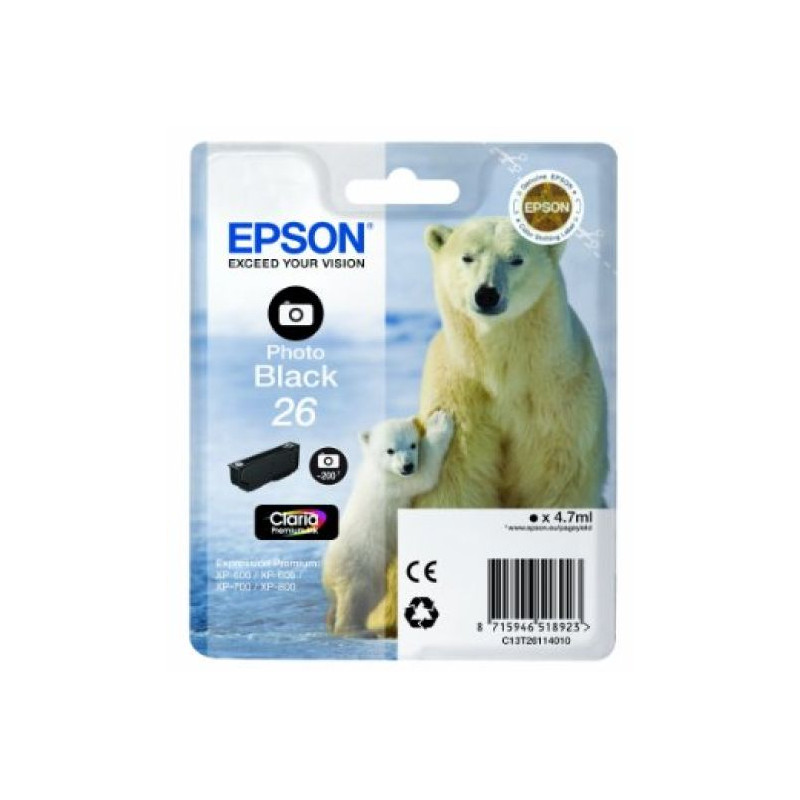 Cartucho Original EPSON 26 Negro - C13T26114010 [ML-4.7][PAG-200]