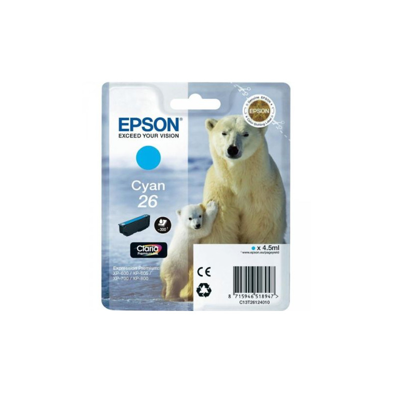 Cartucho Original EPSON 26 Cyan - C13T26124010 [ML-4.5][PAG-300]