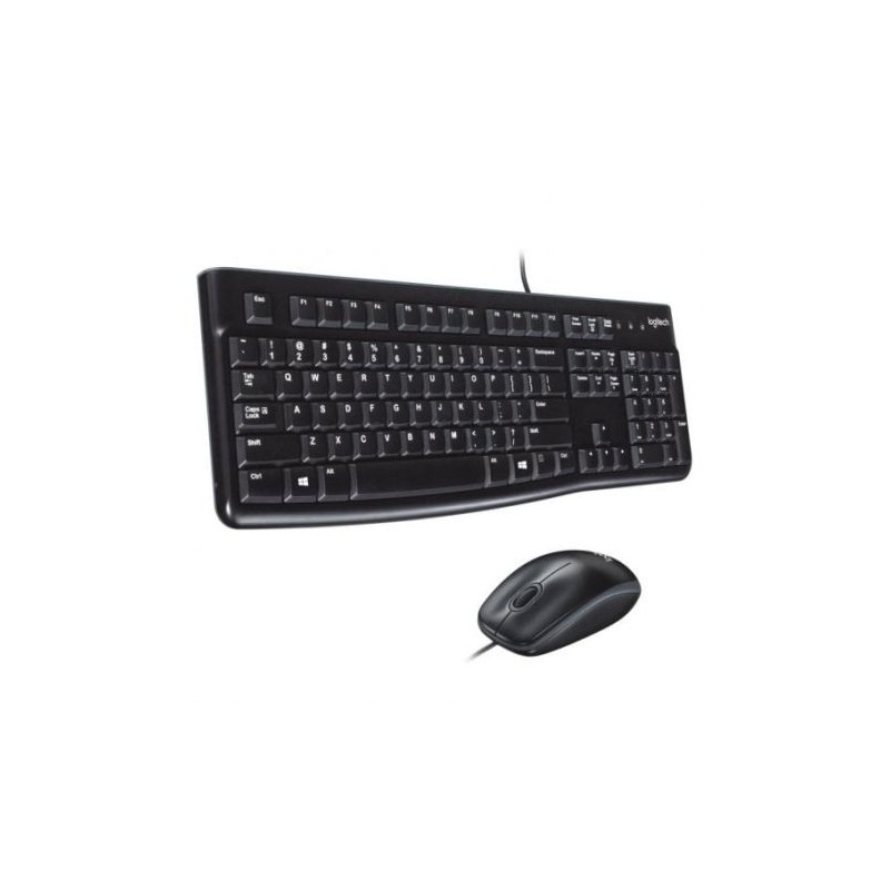 Pack con Cable LOGITECH MK120 920-002550 - USB · Teclado y Ratón · Cable 150cm · Negro