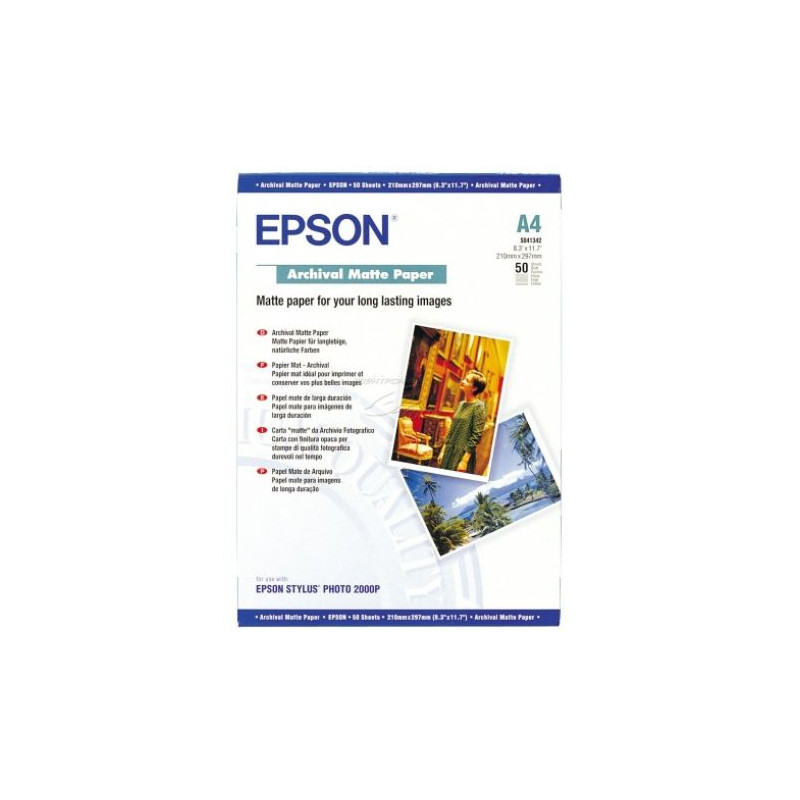 Papel Fotográfico EPSON Mate Larga Duración A4 192 gr 50 Hojas - C13S041342