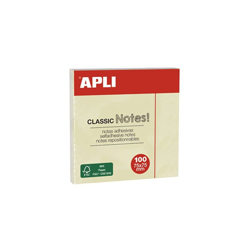 Notas Adhesivas  APLI 10975 - 75 x 75 · 12 Unidades · Amarillo