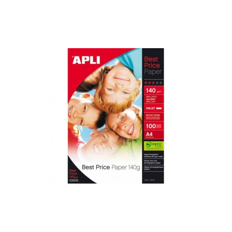 Papel Fotográfico APLI Best Price A4 210 x 297 140 gr 100 Hojas - PL11804