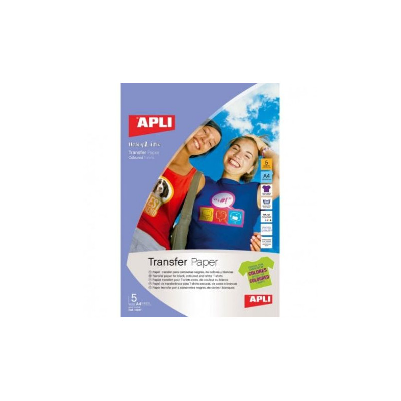 Papel Transfer para Prendas APLI A4 210 x 297 10 Hojas - PL04128