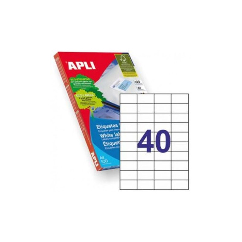 Etiquetas para Impresoras APLI A4 52.5 x 29.7 100 Hojas - PL01286