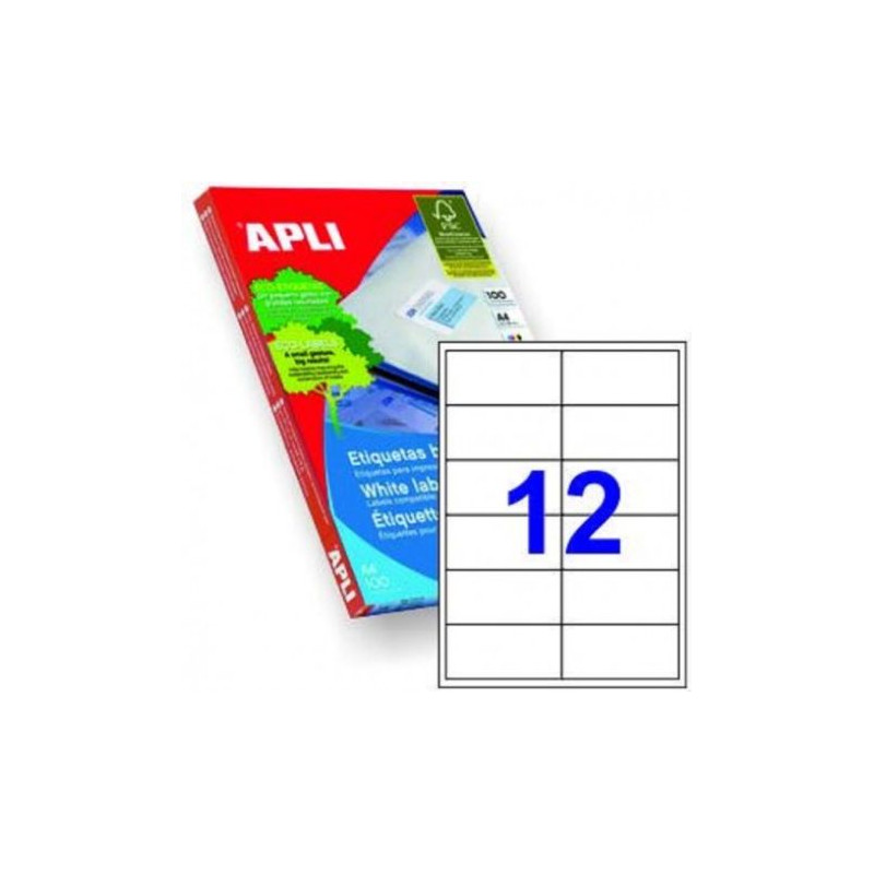 Etiquetas para Impresoras APLI A4 97 x 42.4 100 Hojas - PL01288