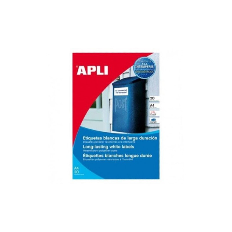 Etiquetas Blancas para Impresoras Láser APLI A4 105 x 148 20 Hojas - PL01227