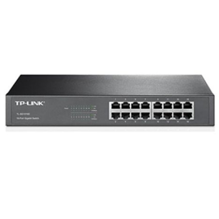 SWITCH TP-LINK TL-SG1016D - 16 PUERTOS 10/100/1000 - DETECCION AUTOMATICA MDI/MDIX - SWITCHING 32GBPS - INCLUYE ADAPTADORES P...