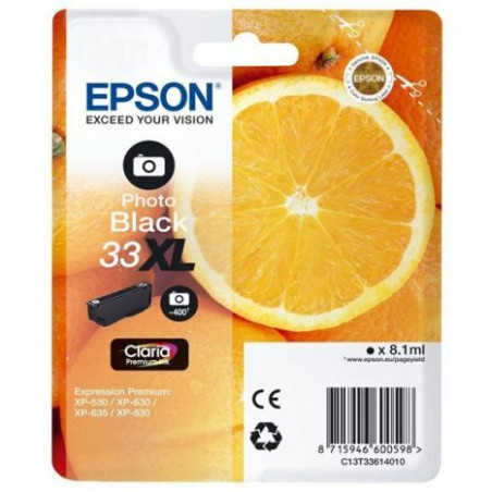 Cartucho Original EPSON 33XL Negro Foto - C13T33614010 [ML-8.1][PAG-400]