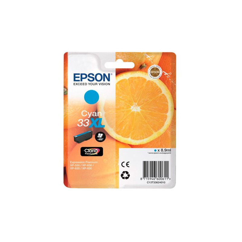 Cartucho Original EPSON 33XL Cyan - C13T33624010 [ML-8.9][PAG-650]