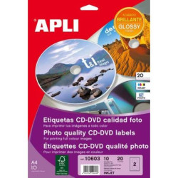 Etiquetas CD APLI Mega 10 A4 20 unidades - PL10603