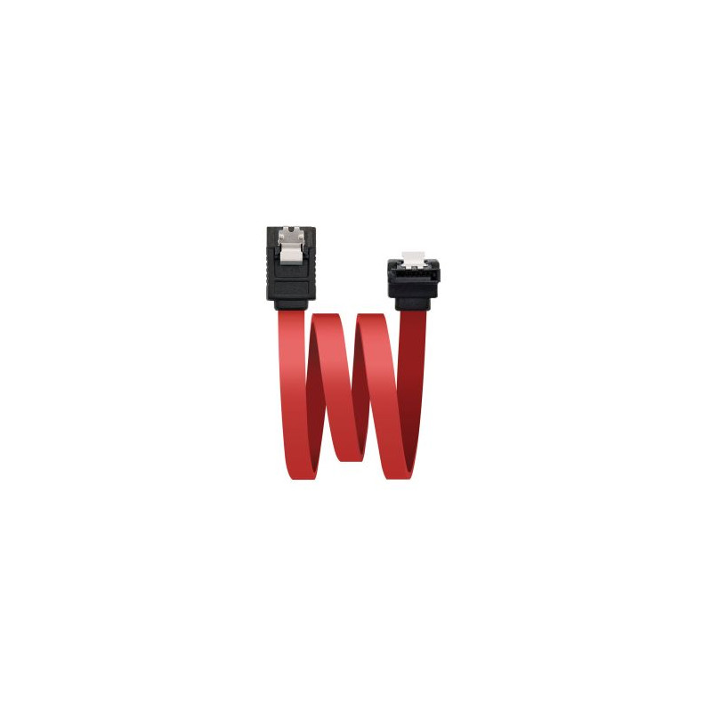 Cable Serial SATA Datos Acodado con Anclajes - 0.5 m · Rojo