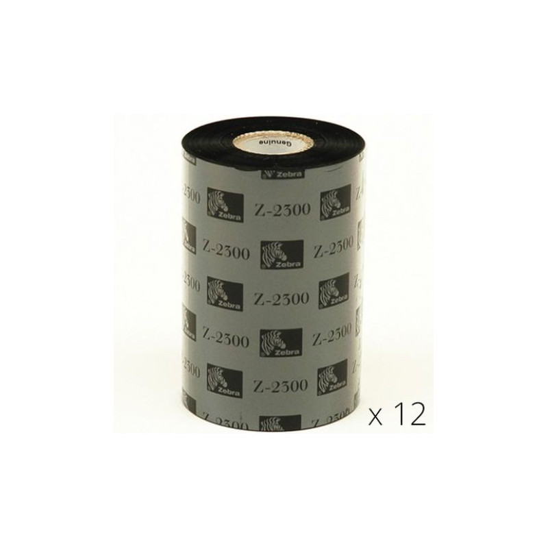 Pack 12 Cinta Original ZEBRA 02300BK11045 Negro 110mm x 450mm - 02300BK11045