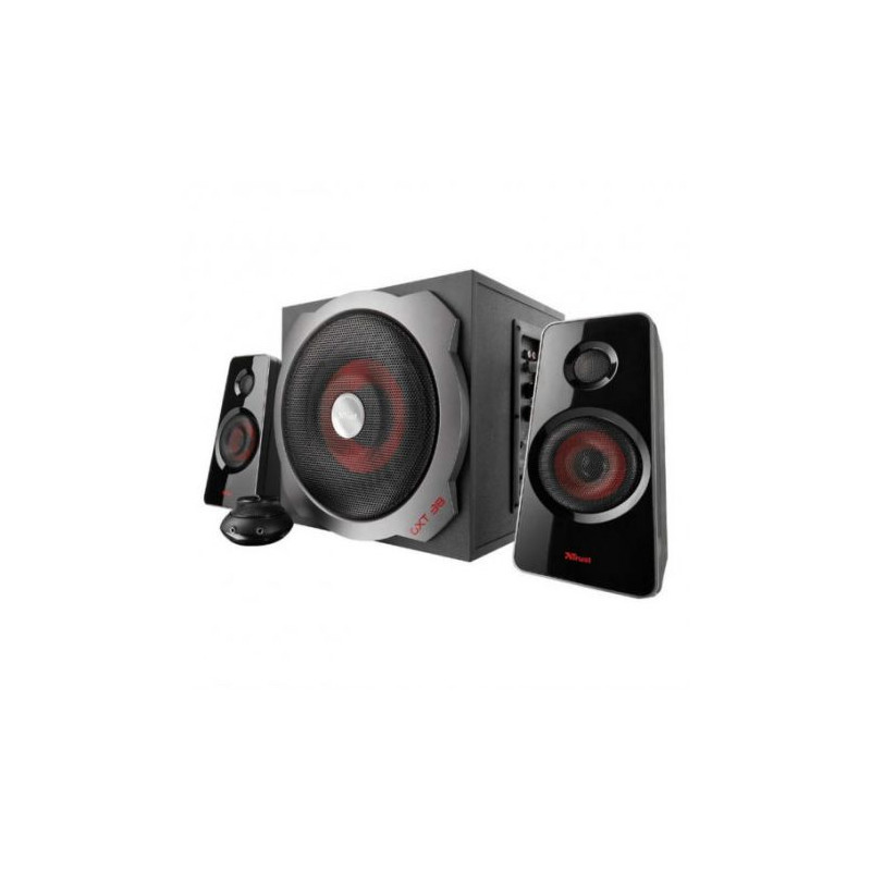 Altavoces TRUST GXT-38 Multimedia Speakers 19023 - 2.1 · Jack 3.5 · Subwoofer · 60W · PC/Wii/PS3/Xbox360 · Negro y Rojo