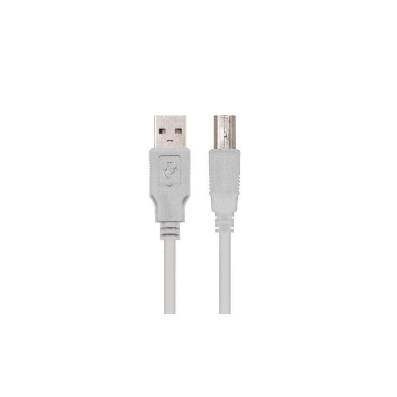Cable para Impresora USB 2.0 Tipo A/M a USB Tipo B/M - 3 m · Beige