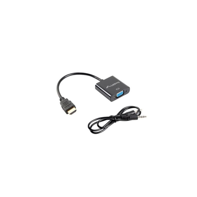 Adaptador HDMI Tipo A/M a VGA/H con Audio - 20cm · Negro