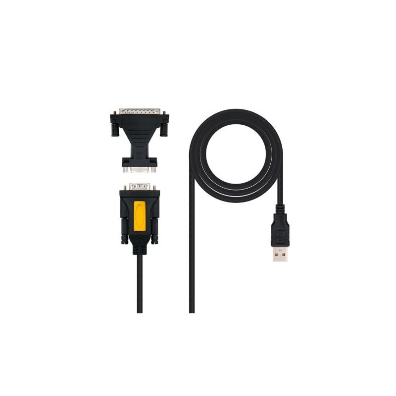 Adaptador USB Tipo A/M-RS232 a DB9M/ DB25/M - 1.8m · Negro