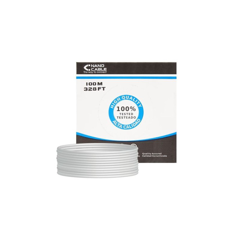 Bobina de Cable de Red RJ45 Cat 6 UTP - 100 m · Gris