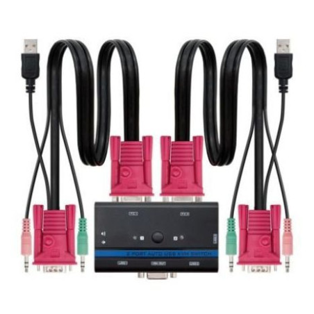 KVM Switch NANOCABLE 10.12.0001 2xVGA 4xJACK 3