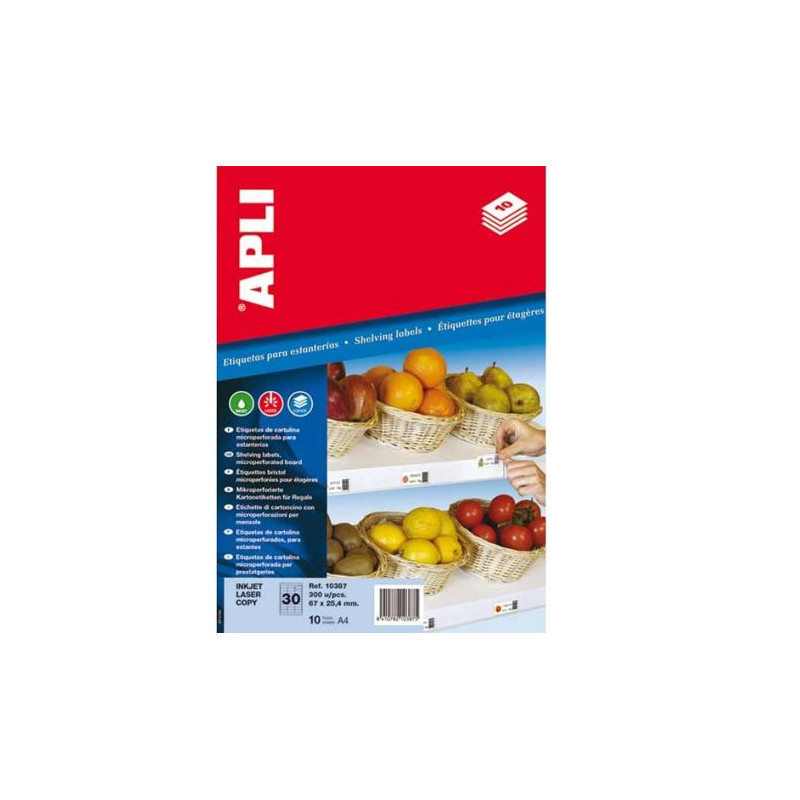 Etiquetas para Estanterias APLI 67 x 25.4 mm 300 unidades - PL10387
