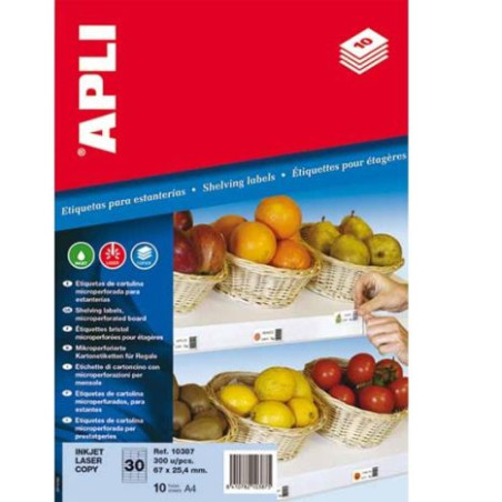 Etiquetas para Estanterias APLI 67 x 25.4 mm 300 unidades - PL10387
