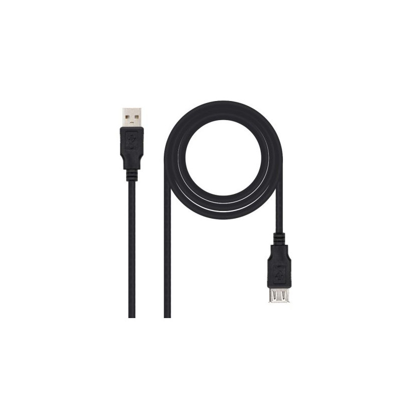 Cable Prolongador USB 2.0 Tipo A M/H - 1 m · Negro