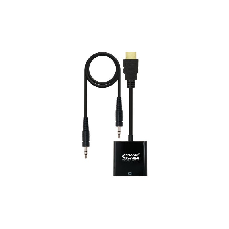 Conversor HDMI a SVGA más Audio Jack 3.5 mm/H - 1 m · Negro