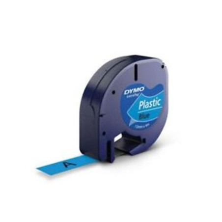 CINTA ROTULADORA AUTOADHESIVA DYMO PLASTICO NEGRO-AZUL 12MM X 4 METROS PARA ROTULADORAS LETRATAG