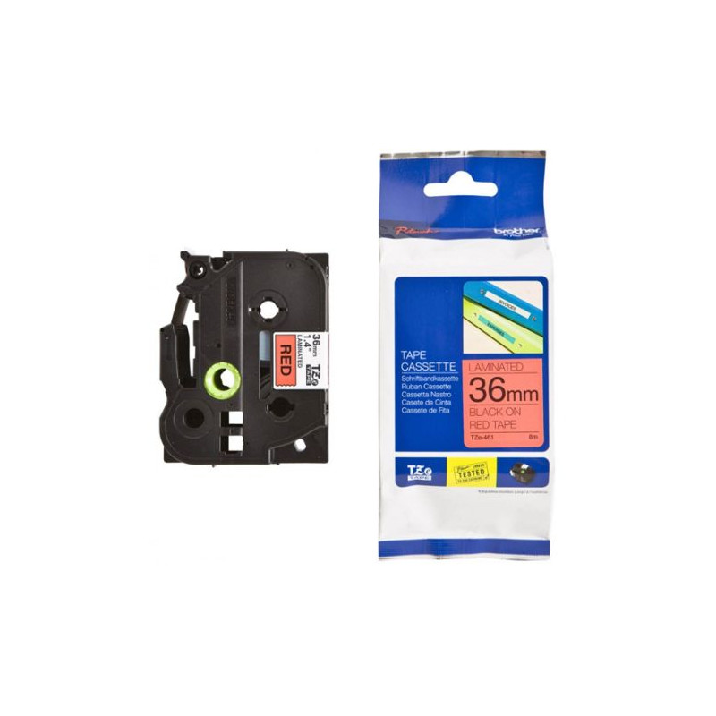 CINTA LAMINADA ORIGINAL ROJO/NEGRO BROTHER P-TOUCH ESTANDAR - 8M / 36MM