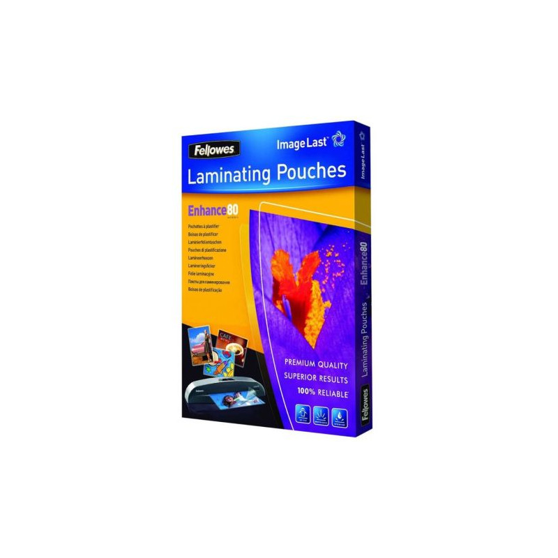 Pack 100 Unidades Fundas de Plastificar con Brillo FELLOWES A4 80 micras - 5306114